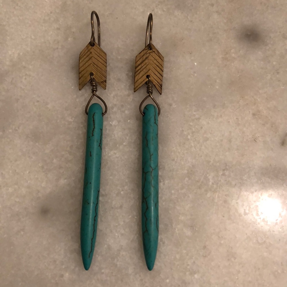 Hand crafted turquoise and gold earrings